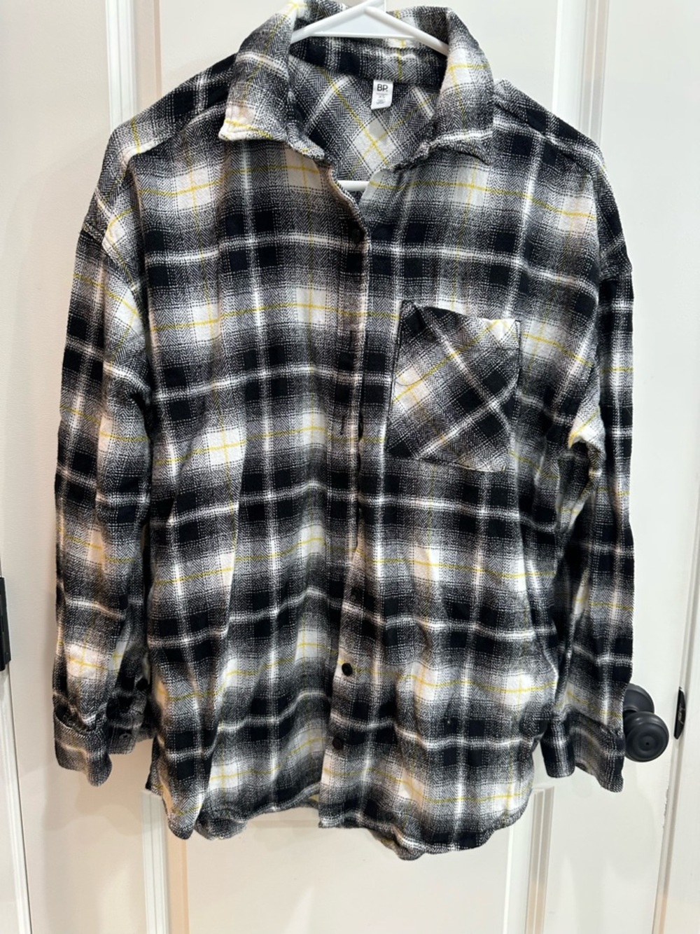 🔥Sunday Sale🔥 BP Black & White Plaid Oversized Flannel Shirt size XS